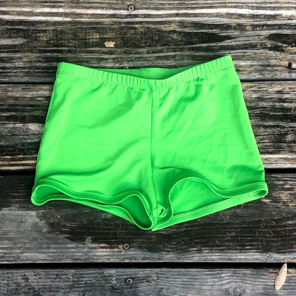 SOLD—Body Wrappers Green Spandex Dance Shorts